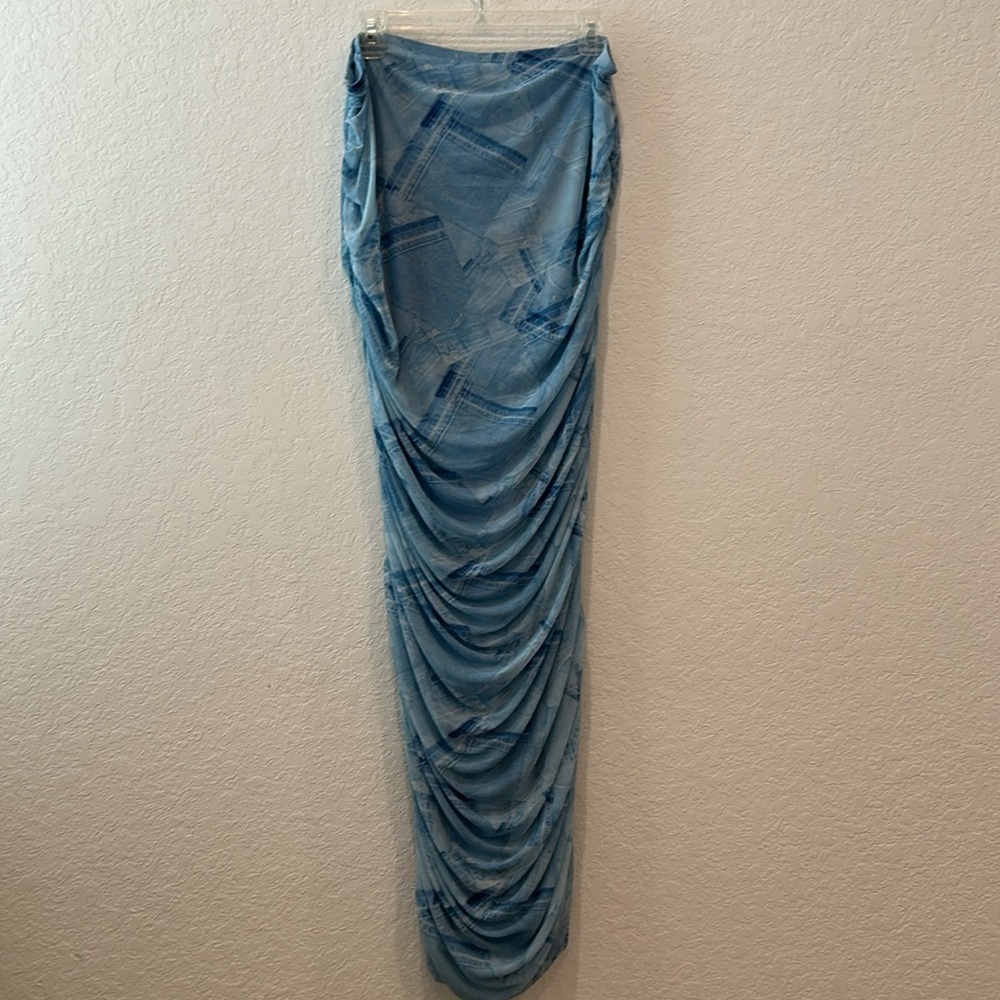 Good American Strapless Patchwork Denim Dress NWT - image 7